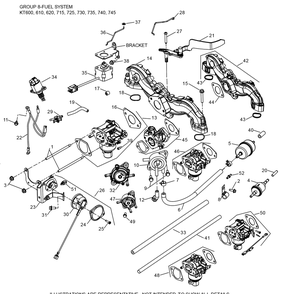 Kt715-3066 Fuel System Diagram and Parts List for KT715-3066  Cub Cadet Engine